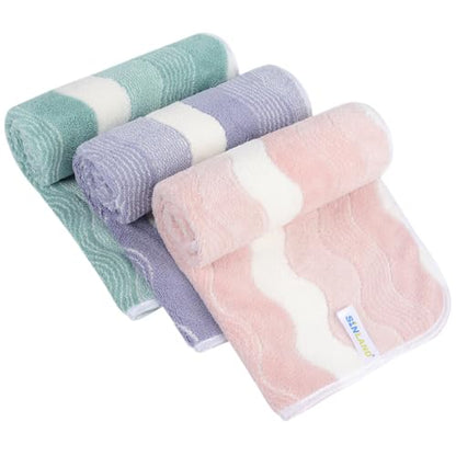 Microfiber Bathroom Hand Towels, 16 x 31 Inch, 3Pack | Ultra Soft, Makeup Remover Cloth, Face Cleansing Towel - color: Assort1x3