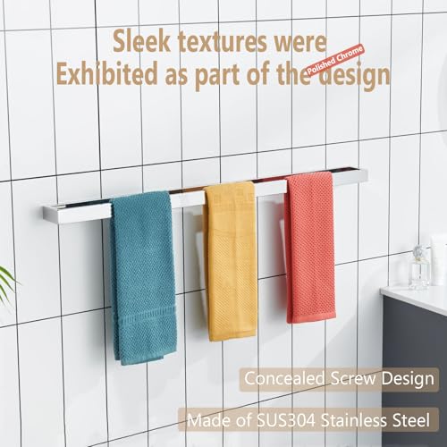 KOKOSIRI Towel Holder Chrome Bath Towel Bar Rack 32-Inch Kitchen Holder Polished Stainless Steel for Bathroom Hardware Wall Mounted, 1 Pack B4008CH-L32 - color: Polished Chrome, size: 32-Inch