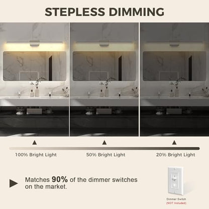 JUSHENG Brushed Nickel Modern LED Vanity Lights for Bathroom Light Fixtures, 47.24 Inch 42W 5CCT Dimmable Vanity Light Bar Bathroom Lighting - color: Brushed Nickel-5CCT, size: 47.24'' Long-Dimmable