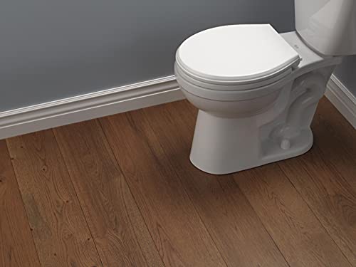 Delta Faucet Wycliffe Slow Close Round Toilet Seat with Non-Slip Seat Bumpers, Soft Close Toilet Seat Round, Toilet Seat Slow Close, White 801901-WH