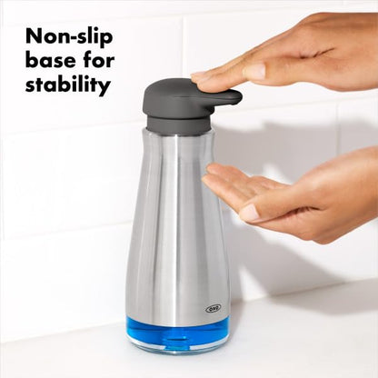 OXO Good Grips Stainless Steel Countertop Soap Dispenser | Refillable Soap Dispenser, Rust-Resistant Stainless Steel, Weighted Pump, Kitchen Sink Or Bathroom Counter Use - color: Stainless Steel, style: Soap Dispenser