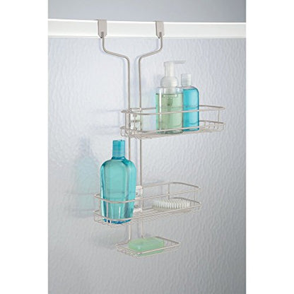 iDesign Linea Adjustable Over-the-Door Hanging Shower Organizer, 21.2" x 10.4" x 6.5", Satin - color: Satin