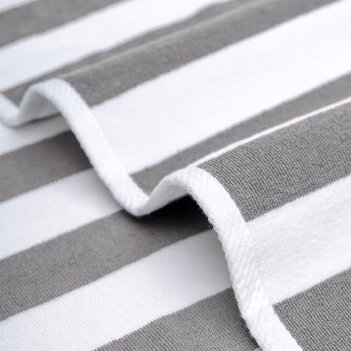 American Soft Linen Cabana Striped Beach Towels, 30x60 inch 4 Piece Oversize Pool Towels, Quick Drying Sand Free Swim Towels, Rockridge Grey - color: Rockridge Grey