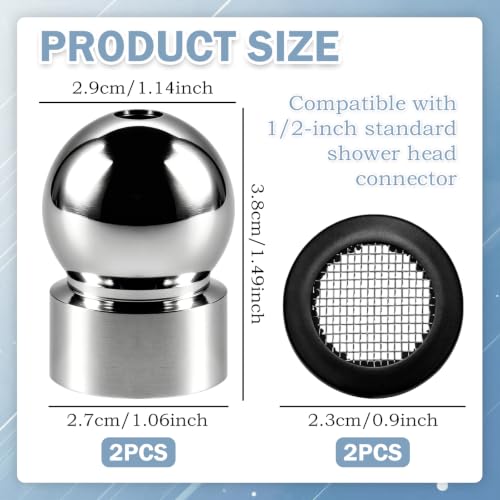 4pcs Shower Head Swivel Ball Adapter＆ 2pcs Net Pads, Shower Head Lifting Pipe Adapters , Angle Adapter for Garden Hose, for Home Bathroom Replacement