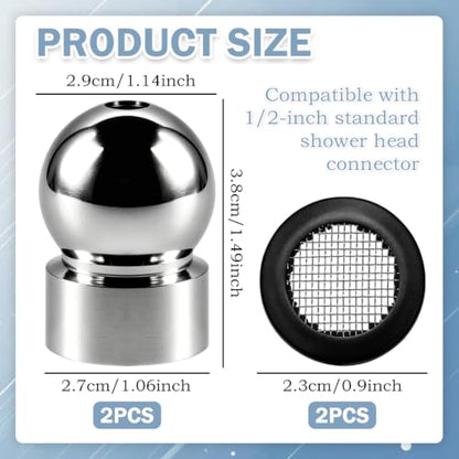 4pcs Shower Head Swivel Ball Adapter＆ 2pcs Net Pads, Shower Head Lifting Pipe Adapters , Angle Adapter for Garden Hose, for Home Bathroom Replacement