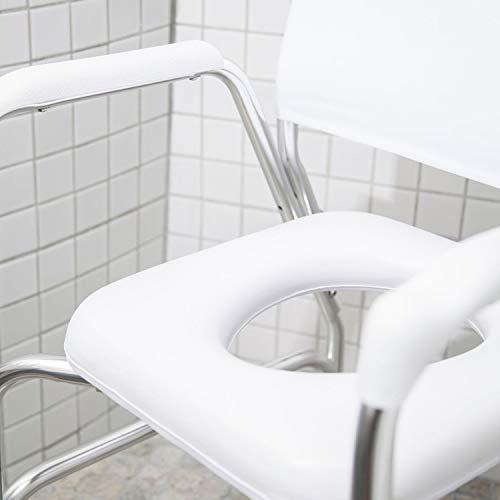 DMI Rolling Shower Chair, Commode, Transport Chair, FSA Eligible, Rolling Bathroom Wheelchair for Handicap, Elderly, Injured or Disabled, 250 Lb. Weight Capacity, Aluminum Frame, White
