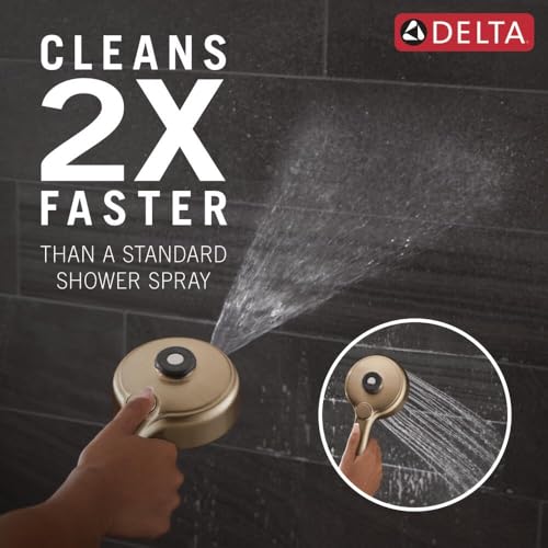 Delta 6-Setting PivotPro 3-in-1 Combination Shower Head with ProClean Spray, Brushed Gold Round Shower Head Rainfall with Handheld Spray, 1.75 GPM, Champagne Bronze 75649CZ - color: Champagne Bronze
