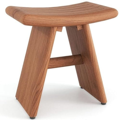 18" Asia-Bjon Slatted Teak Shower Bench | Durable, Water-Resistant Teak, Shower Chair & Shaving Foot Rest, Indoor/Outdoor Use