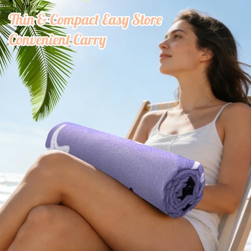 Oversized Beach Towels 4 Pack,40”x70” Microfiber Thin Large Beach Towel Set for Adults Travel Camping Swimming,Turtle Starfish Them Sand Free Quick Dry Lightweight XL Pool Towels -Purple & Rose Red - color: Purple, Rose Red