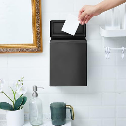 Tioncy 4 Pcs Sanitary Napkin Receptacle Wall Mounted,Black | Stainless Steel Sanitary Napkin Disposal Bins, Discreet Tampon Container, Home Office Public Restroom Use - color: Black