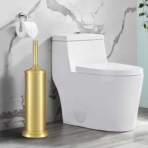 Gold Toilet Brush and Holder Set,Toilet Bowl Brush and Holder | Heavy Duty Toilet Brush for Bathroom, Stainless Steel Toilet Cleaner Brush,Deep Cleaning,Space Saving,Covered Brush - color: Gold