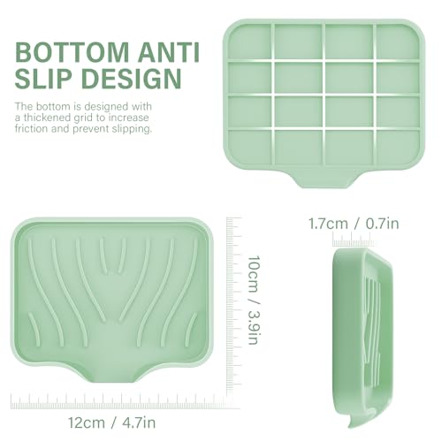 2PCS Self Draining Soap Holder,Spofit Silicone Soap Dish, Suitable for for Kitchen, Bathroom, Shower, Bath Tub,Soap Container (Light Green) - color: Light Green