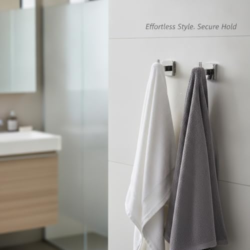 Wall Hook Stainless Steel Adhesive Mount for Bathroom Tile and Glass, Drill-Free Holder for Wet Towels and Robes (1 Piece) - size: 2.17 x 1.97 x 1.69 in