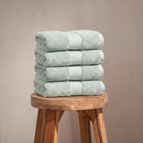 Fabdreams 100% Organic Cotton Hand Towels Set of 4 700 GSM Ultra Soft Plush Absorbent Durable Skin-Friendly Spa Hotel Premium Comfort 16 x 30 inches Green - color: Green, size: 4-Piece Hand Towel Set