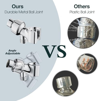 BRIGHT SHOWERS 9 Spray Settings Shower Head with Handheld High Pressure Chrome Hand Held Showerhead with 60 Inch Stainless Steel Hose and Adjustable Overhead Bracket - color: Chrome, size: 1.8 Gallon Per Minute