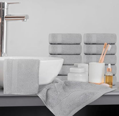 White Classic Luxury Cotton Washcloths 13x13 Inch - 650 GSM Turkish Cotton | Hotel, Spa, Bathroom Face Towel | 12 Pack, Dolphin Gray - color: 06: Dolphin Gray
