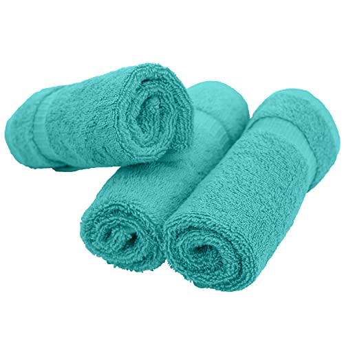Luxury Hotel & Spa Towel Turkish Cotton Washcloths - Aqua - Dobby Border - Set of 6 - color: Aqua Blue, size: 6-Piece Washcloth
