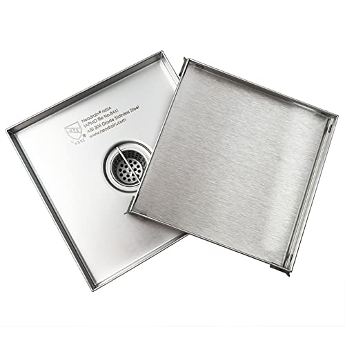 Neodrain 8" Brushed Square Shower Drain with Removable Tile Insert Grate | 304 Stainless Steel Tile Square Drain, Hidden Drain,Easy to Clean, Waterproof & Sturdy Shower Drain, CUPC Certified - color: Brushed, size: 8 IN