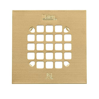 Oatey 42361 Universal 4-1/4 in. Snap-Tite Square Shower Strainer in Brushed Gold
