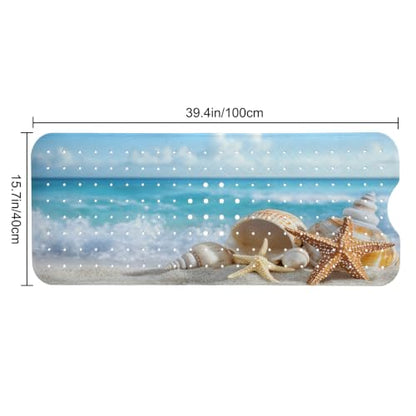 LNOND Summer Beach Bathtub Mat Non Slip, 40 X 16 Inch Tub Mat for Bathroom, Tropical Beach Bath Tub Shower Mat with Drain Holes and Suction Cups - color: Tropical Beach Bathtub Mat