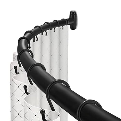 TOPROD Curved Shower Curtain Rod 48-72 Inches Adjustable Round Shower Rods | Black,Rounded Bowed,Stainless Steel,More Shower Space,Need to Drill,for Bathroom, Bathtub - color: Black