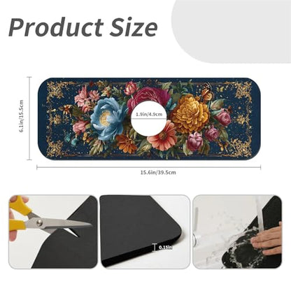 Faucet Fast Absorbent Pad - Midnight Peony Butterfly , Suitable For Kitchen, Bathroom, Island And Other Scenes - color: Midnight Peony Butterfly
