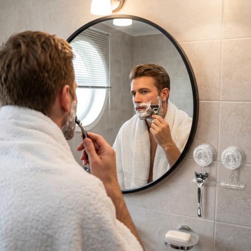HOME&I Suction Cup Razor Holder for Shower, 2 Pack, No-Drill Double Hooks - style: Twist Lock+Triple Hook