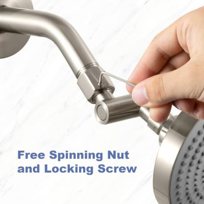 OFFO Shower Head Extension Arm, 2.4 in Shower Extension Arm with Locking Nut, Adjustable Height and Angle Shower Arm, Universal G1/2 Connector for Fixed and Handheld ShowerHead, Brushed Nickel - color: Brushed Nickel, style: 2.4 in