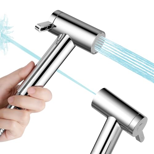 Handheld Bidet Sprayer for Toilet, Adjustable Water Pressure Control Rotary Switch with Bidet Hose, Exclusive Single Nozzle High Pressure Mode for Cleaning Stubborn Stains, Chrome-1 - color: Chrome-1