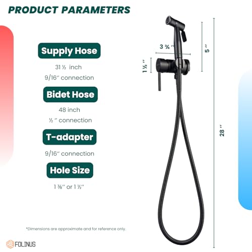Handheld Bidet Sprayer for Toilet Warm Water Mounted on The Bathroom Vanity，Stainless Steel Hot and Cold Bidet Sprayer with Brass Mixing Valve for Feminine Hygiene (Matte Black) - color: Matte Black