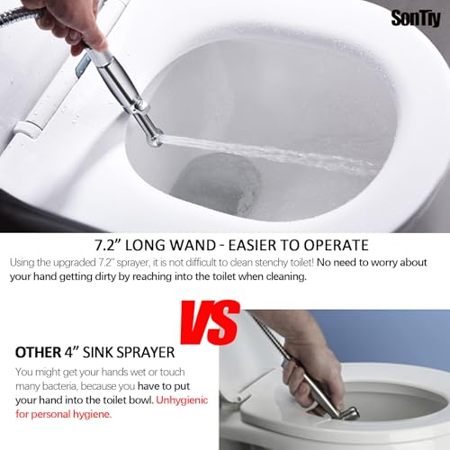 SonTiy Handheld Bidet Sprayer for Toilet, Cloth Diaper Sprayer Set Hand Held Bidet Jet Spray for Toilet with Backflow Preventer, Adjustable Water Pressure Control, Brass, Black Stainless - color: Black Stainless