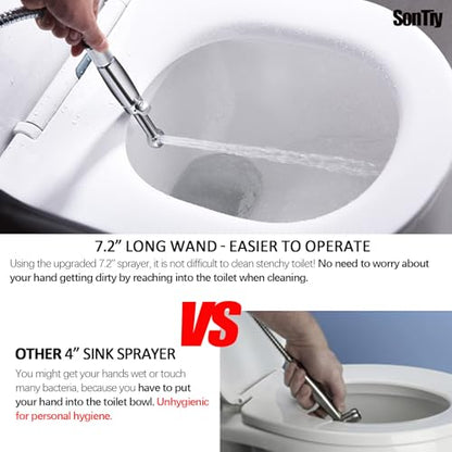 SonTiy Handheld Bidet Sprayer for Toilet, Cloth Diaper Sprayer Set Hand Held Bidet Jet Spray for Toilet with Backflow Preventer, Adjustable Water Pressure Control, Brass, Black Stainless - color: Black Stainless