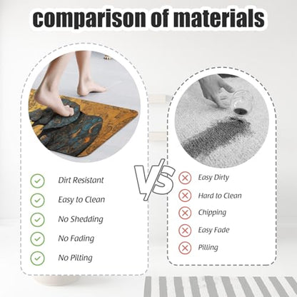 Bathroom Runner Mat Rugs Long,Elephant Indian Black Print Diatomite Stone Bath Mat Large Absorbent Diatomaceous Earth Mat Non Slip Fast Dry Shower Mat Bathroom Rugs Floor Mat 16x42in - color: Design03