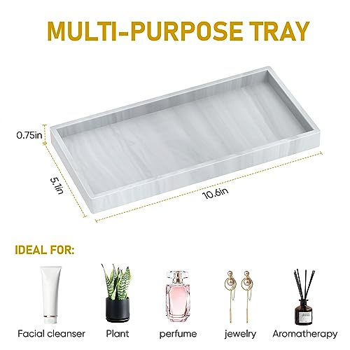 Silicone Bathroom Tray,Shatterproof Bathroom Vanity Tray,High-Grade Silicone Durable Rectangle Tray for Bathroom Trays for Counter Soap Dispenser Tray-Large 10.6 * 5.1 in | High-Grade Durable Rectangle Tray, Non-Slip, Easy Clean, Rust-Proof, for Bathroom