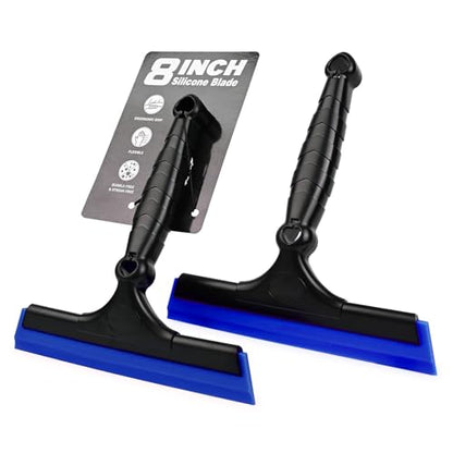 EHDIS 2PCS Flexible 8-Inch Silicone Squeegee Window Tint Tool Auto Water Blade, Shower Squeegee for Car Windshield, Glass, Tiles, and Smooth Surfaces (Blue) - color: Blue