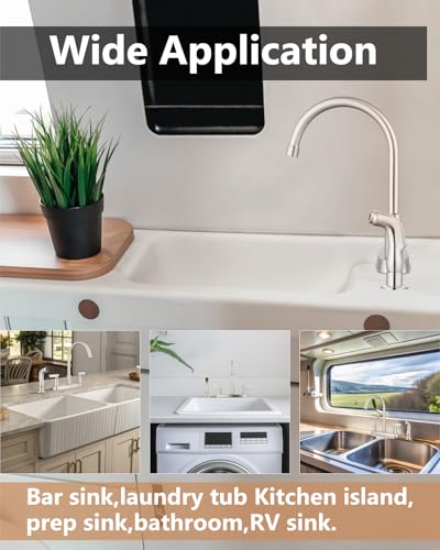 Kitchen Faucet with Side Sprayer, 8 Inch Centerset 4-Hole Nickel | Lead-Free 4-Hole High Arc Kitchen Sink Faucet, 1.8 GPM, 360° Spout - color: Nickel