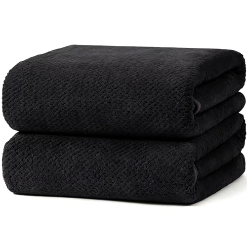 2PC Bath Sheets,40"x80" Microfiber Bath Towels,Black | Extra-large size, Quick dry, Highly Absorbent, Lint Free，shower towels for bathroom gym spa，Big and Tall users - color: Black, size: 2Piece Bath Sheet