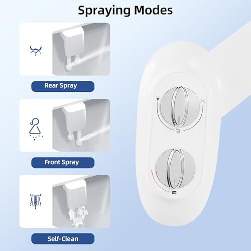 Ultra-Slim 3-in-1 Bidet Attachment for Toilet, Adjustable Warm/Cold Water & Pressure, Self-Cleaning Dual Nozzles for Posterior & Feminine Wash, Easy Install (White） - color: Chrome, Cold & Warm