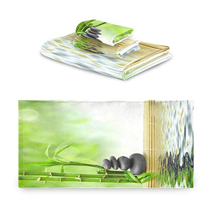 ALAZA Towel Bathroom Sets, Zen Stone with Bamboo Leaves Towels 3-Piece 1 Bath Towel 1 Washcloth 1 Hand Towel, Bath Towel Set of 3 Soft Multifuntion for Home - color: Multi12