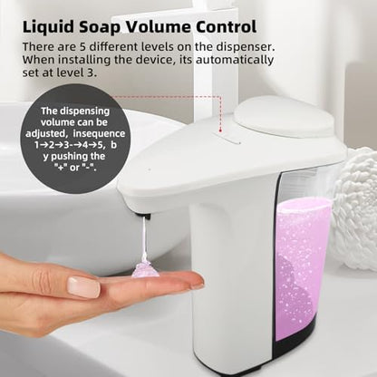 Automatic Soap Dispenser, Touchless Battery Operated Hand Soap&Dish Soap Dispenser, Sensor Liquid Soap Dispenser 17oz/500ml with Adjustable Output for Kitchen Sink Bathroom Commercial(White) - color: White