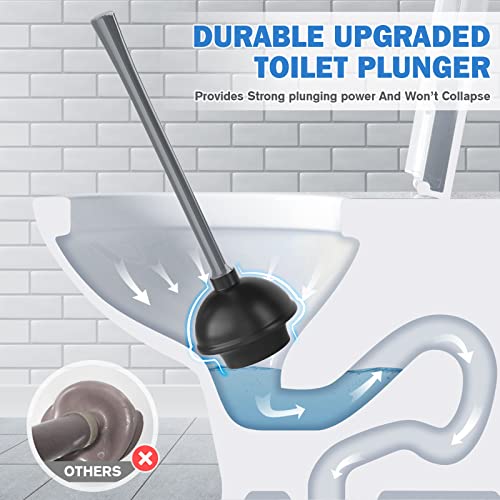 TRENTI Toilet Plunger and Brush with Holder, Bowl Brush and Heavy Duty Toilet Plunger Set for 5.7-inch Toilet Drain, 2-in-1 Bathroom Cleaning Combo with Modern Caddy Stand (Gray) | Toilet Plunger and Brush with Holder, Bowl Brush and Heavy Duty Toilet Plu