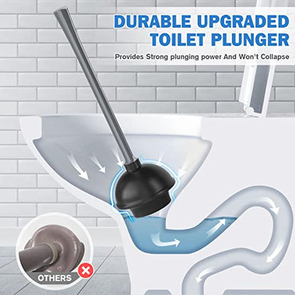 TRENTI Toilet Plunger and Brush with Holder, Bowl Brush and Heavy Duty Toilet Plunger Set for 5.7-inch Toilet Drain, 2-in-1 Bathroom Cleaning Combo with Modern Caddy Stand (Gray) | Toilet Plunger and Brush with Holder, Bowl Brush and Heavy Duty Toilet Plu