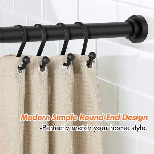 Shower Curtain Rod 31-80 in Adjustable Curtain Rod No Drilling Black Tension Shower Rod Stainless Steel for Bathroom Room Divider - color: Black, size: 31"-80"