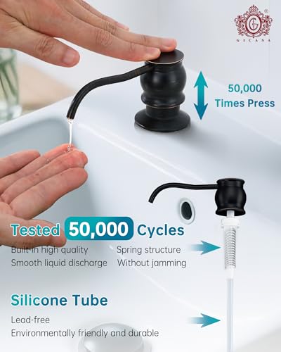 Brass Kitchen Soap Dispenser, Oil Rubbed Bronze in Sink Liquid Dish Soap Dispenser, Under Sink Hand Metal Dispenser Pump, 47.2" Silicone Long Tube for 0.79 "- 1.38" Bottle Mouths - color: Oil Rubbed Bronze, size: With Hose