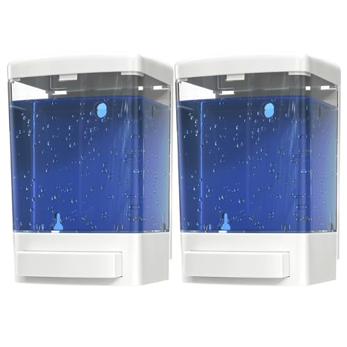 Commercial Soap Dispenser Wall Mount for Bathroom (2-Pack), Wall Mounted Hand Soap/Sanitizer Dispenser for Home or Business (White), by EnBath - color: White