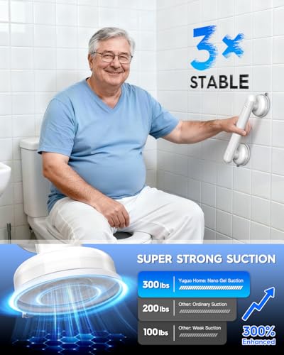 Upgraded Grab Bars for Shower Bathtub Bathroom Wall, Heavy-Duty Suction Grab Bars Shower Handle Safety for Elderly Seniors Handicap, No Drilling Tool-Free, Easy Removal and Reusable (White) - color: White