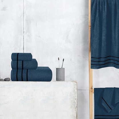 MyOwn Ultra Soft 6 Pack Cotton Towel Set, Contains 2 Bath Towels 28x55 inch, 2 Hand Towels 16x24 inch & 2 Wash Coths 12x12 inch, Ideal Everyday use, Compact & Lightweight - Mineral Blue, 71660 - color: Mineral Blue, size: 6-Piece Towel Set