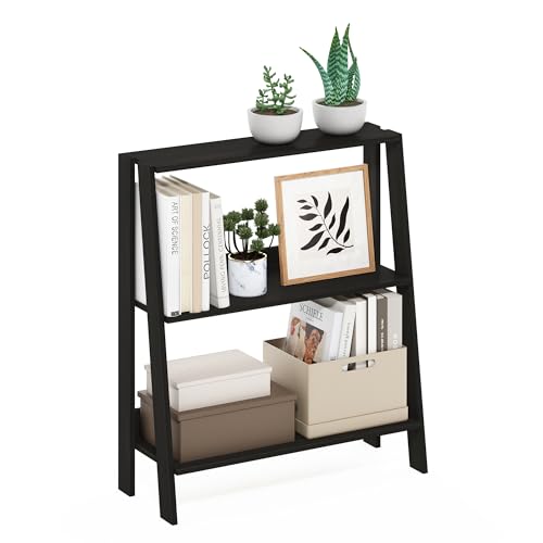 Furinno Ladder 3-Tier Book Shelf, Ladder Shelf, Espresso | 9.3 x 23.6 x 27, Open Design Bookshelf, Display Storage Bookcase, Living Room, Home Office - color: Espresso, size: 3-Tier