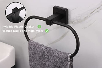 TocTen 2 Pieces Towel Ring/Hand Towel Rack - Thicken SUS304 Stainless Steel Bathroom Hand Towel Holder Heavy Duty Unique Oval Hand Towel Hanger Wall Mounted for Bathroom Kitchen Sink（Matte Black） - color: Matte Black, size: 7.88 Inch without Shelf (2 Pack
