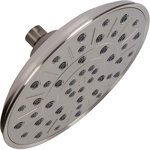 Rainfall Shower Head - 2.5 GPM - Brushed Nickel | 8 Inch Large Overhead Rain Showerhead With Self-Clean Nozzles, High Flow, Easy Install, Adjustable Brass Ball Joint - color: Brushed Nickel
